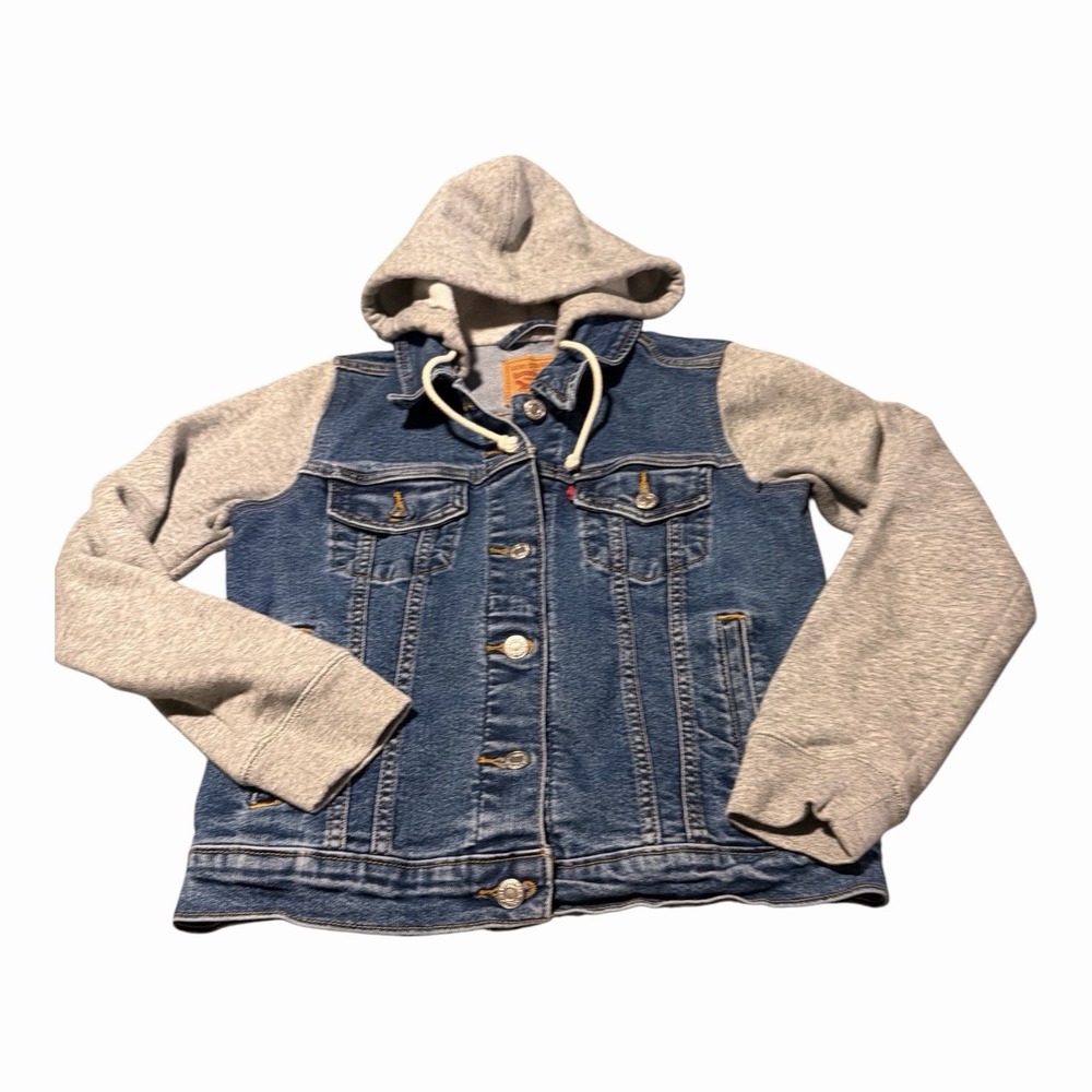 Levi's Mens Hybrid Hooded Trucker Jacket Color Blue 745130000 Size Small